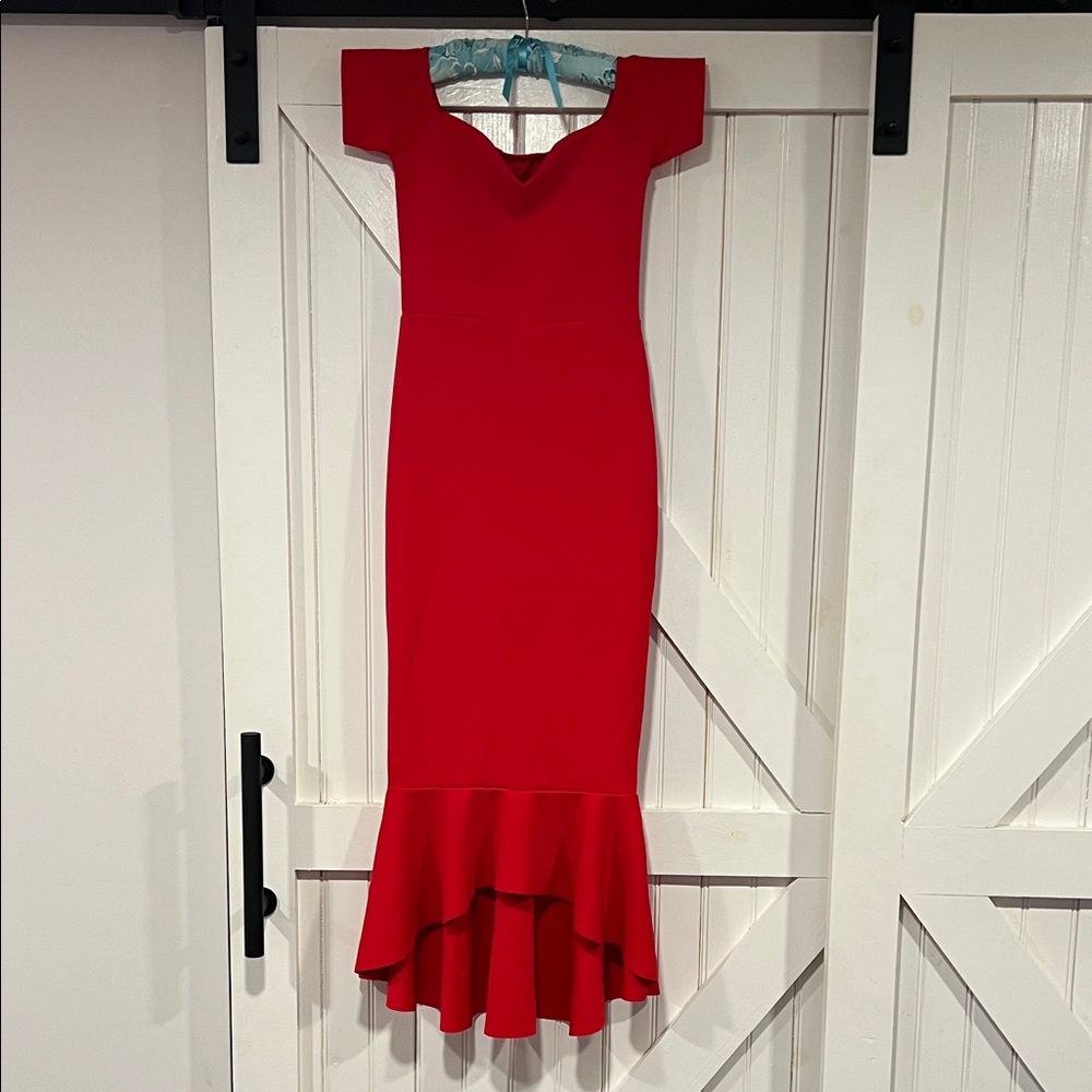Sassy Red Off-Shoulder Dress